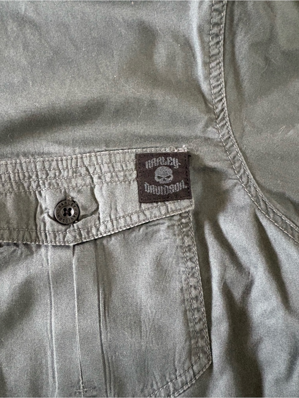 Harley-Davidson Shirt Mens XL Button-Up Short Sleeve Skull Wings Motorcycle - Picture 3 of 5